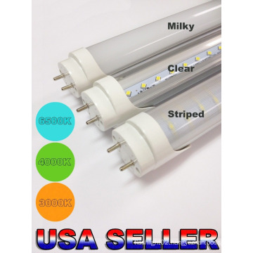 t8 led tube, 4FT 20W 3000K 4000K 6500K CLEAR STRIPED MILKY T8 LED Tube Lights 2400 Lumen